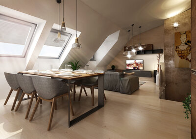 Interior design of an attic apartment | AŤÁK DESIGN