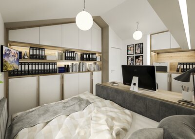 Gallery with a study as part of the interior of a family house | AŤÁK ...