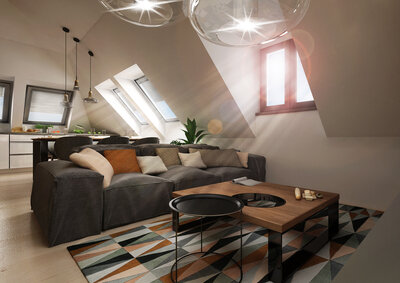 Interior design of an attic apartment | AŤÁK DESIGN