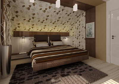 Modern white-brown bedroom interior | AŤÁK DESIGN