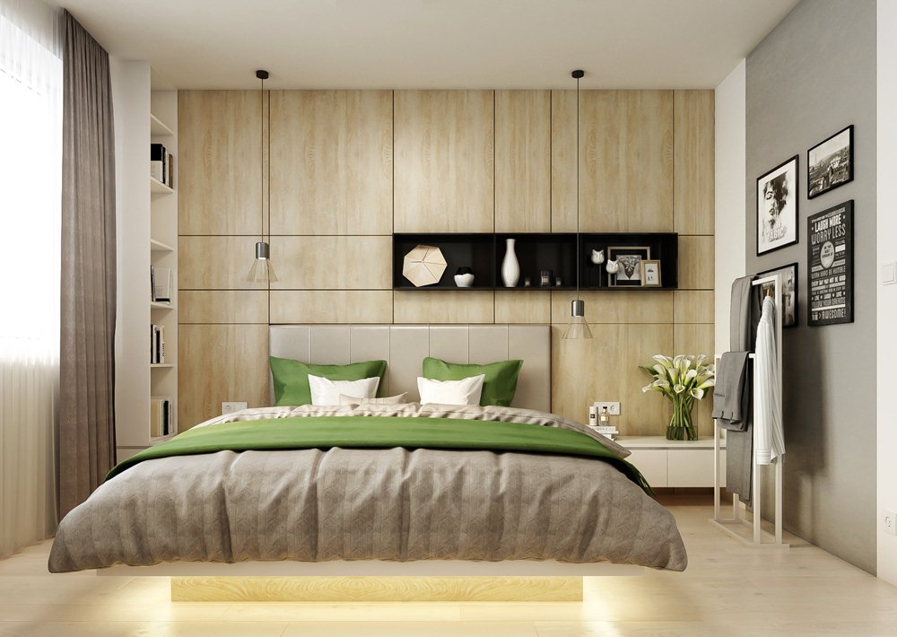 Bedroom with oak paneling | AŤÁK DESIGN