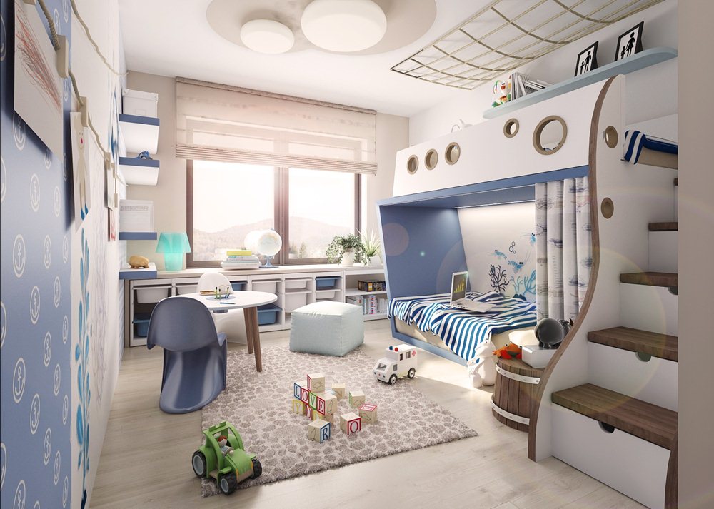 Nautical theme in the interior of a children's room | AŤÁK DESIGN Nautical Themed Kids Bedroom
