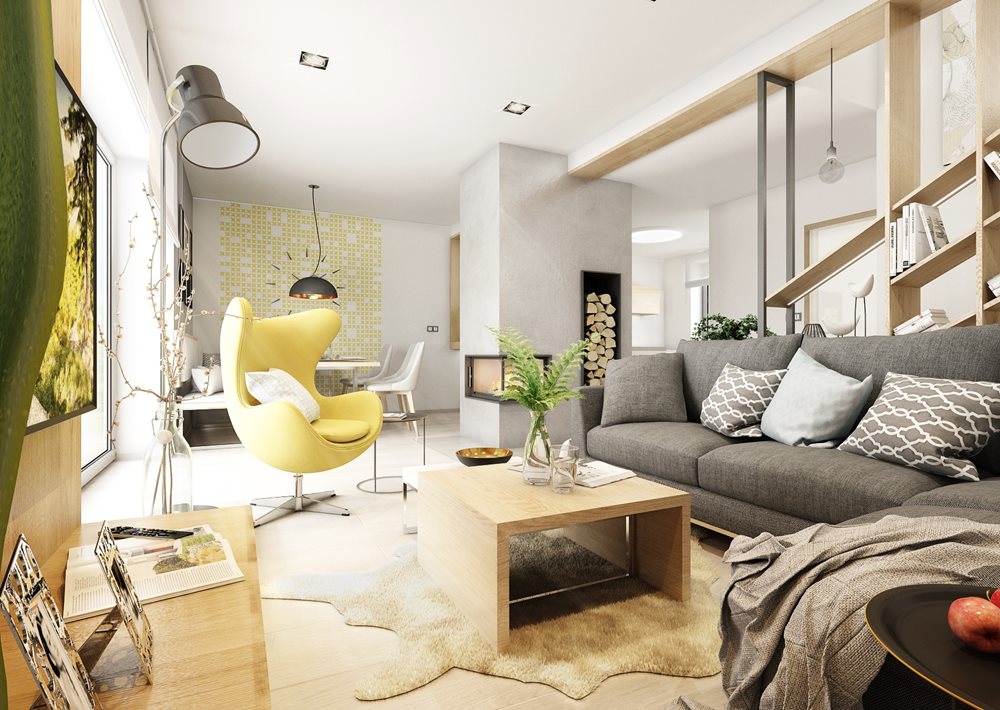 Living room with central fireplace | AŤÁK DESIGN