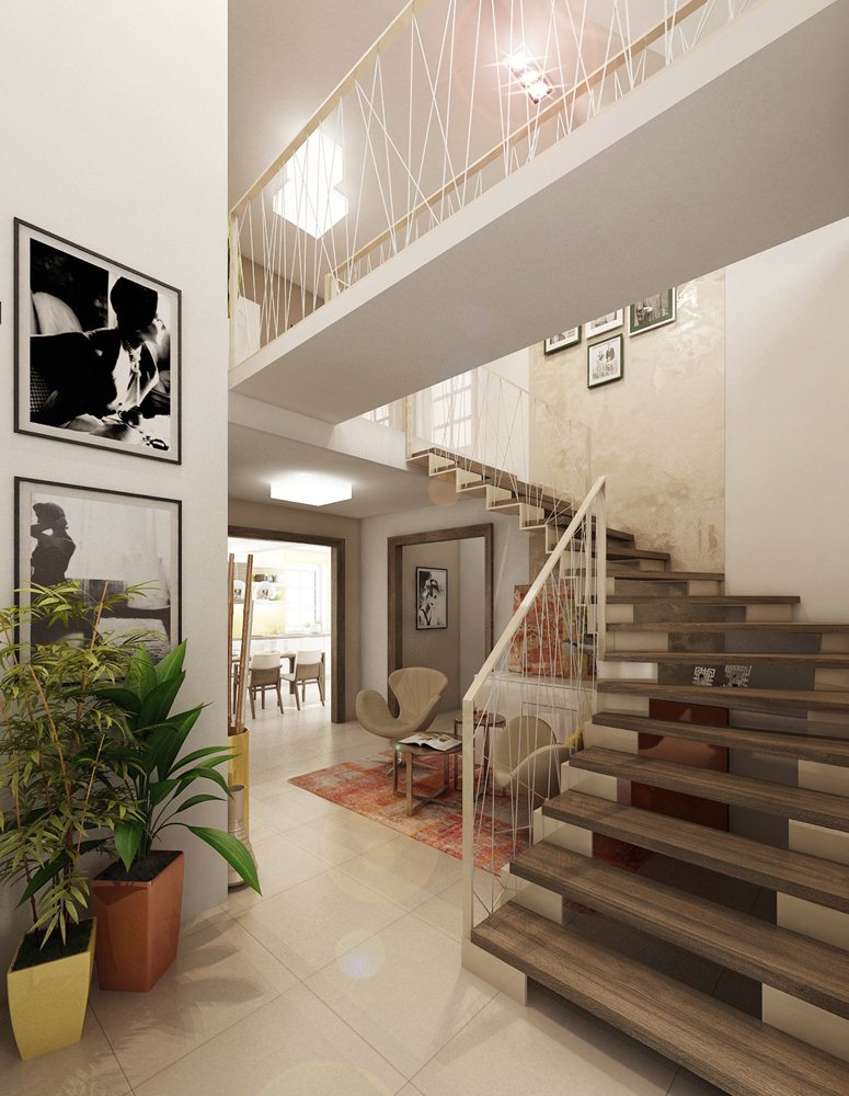Design of a hall with an open staircase, Znojmo | AŤÁK DESIGN