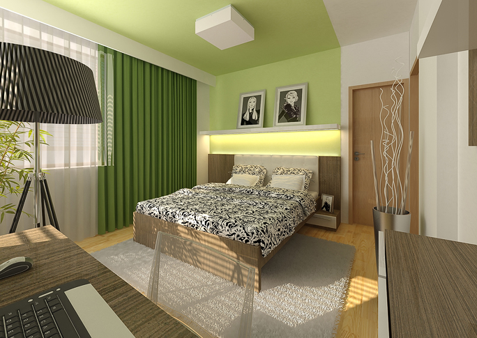 Bedroom with a working space and closet | AŤÁK DESIGN