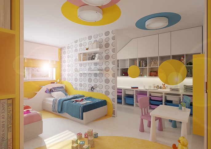 Interior of children's room in playful colors | AŤÁK DESIGN